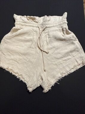 Blank NYC Cream High-Waist Drawstring Shorts